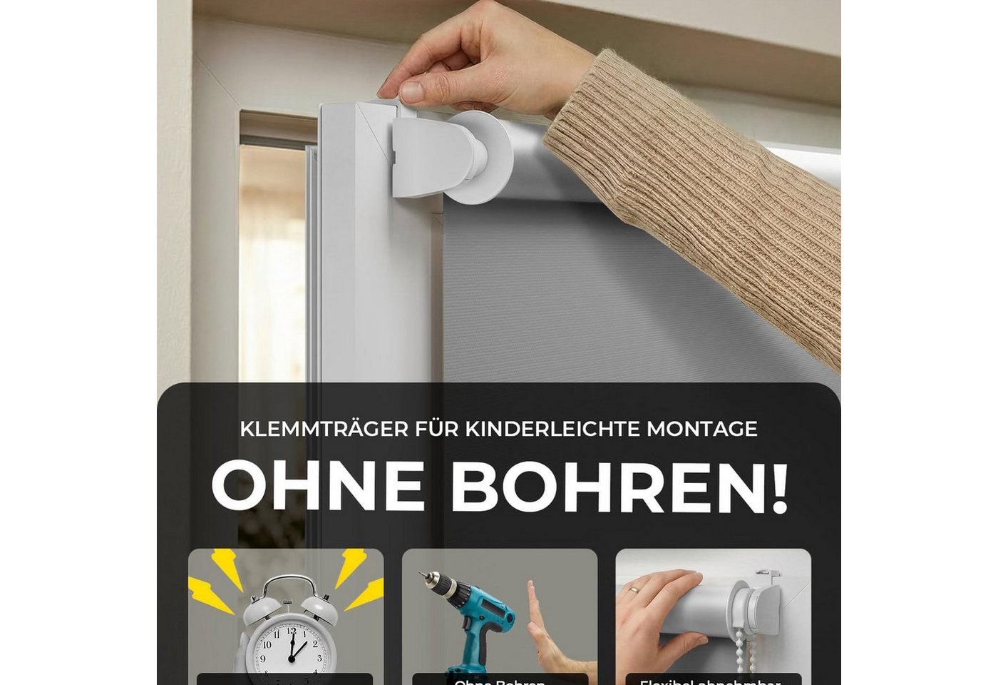 Verdunklungsrollo Klemmfix Tenebra Verdunkelungsrollo-Thermorollo, 40x120cm grau, Victoria M., blickdicht, ohne Bohren, in Führungsschienen, Klemmfix, Thermo –  – Bild 4 von 5