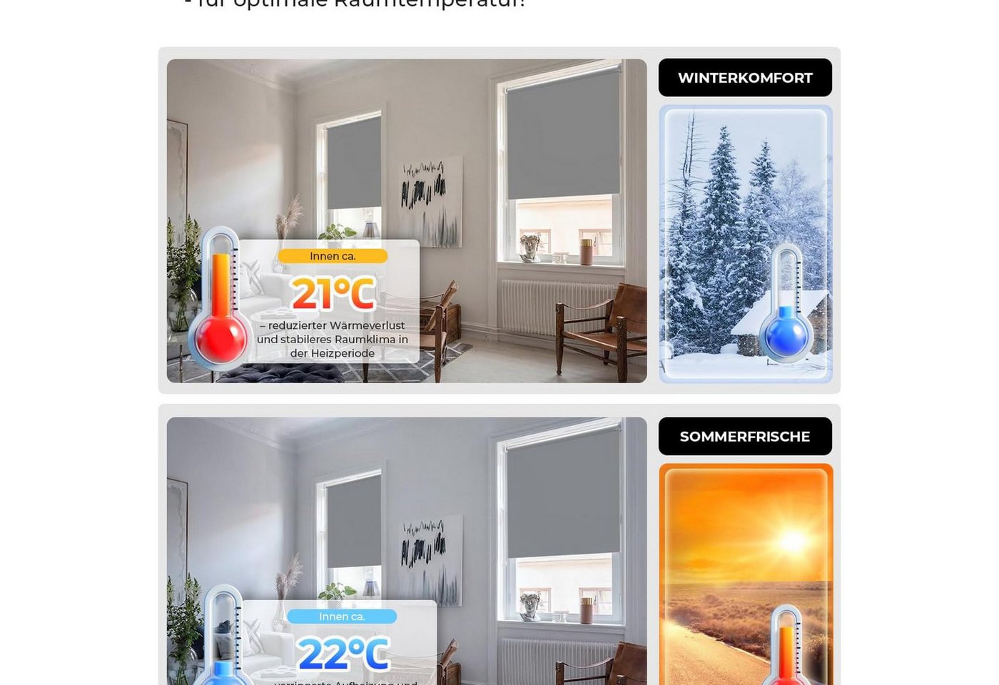 Verdunklungsrollo Klemmfix Tenebra Verdunkelungsrollo-Thermorollo, 40x120cm grau, Victoria M., blickdicht, ohne Bohren, in Führungsschienen, Klemmfix, Thermo –  – Bild 5 von 5