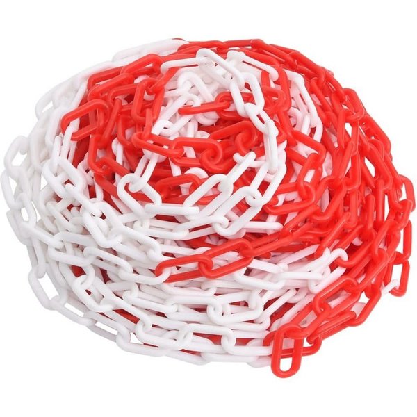 vidaXL Absperrpfosten Absperrkette Rot und Weiß 30 m Ø4 mm Kunststoff
