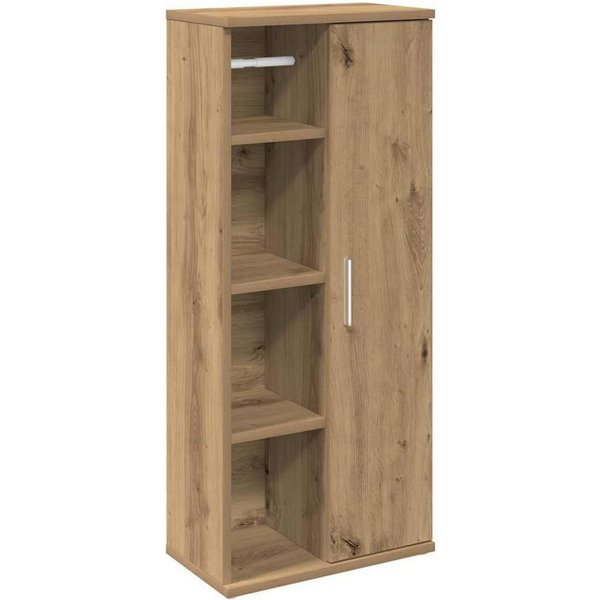 vidaXL Badezimmer-Set Badezimmerschrank mit Rollenhalter Artisan-Eiche 39x22x90 cm, (1-St)