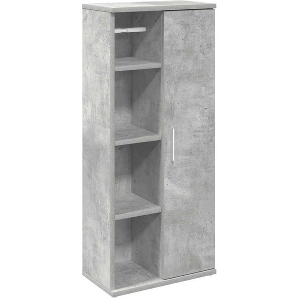 vidaXL Badezimmer-Set Badezimmerschrank mit Rollenhalter Betongrau 39x22x90 cm, (1-St)