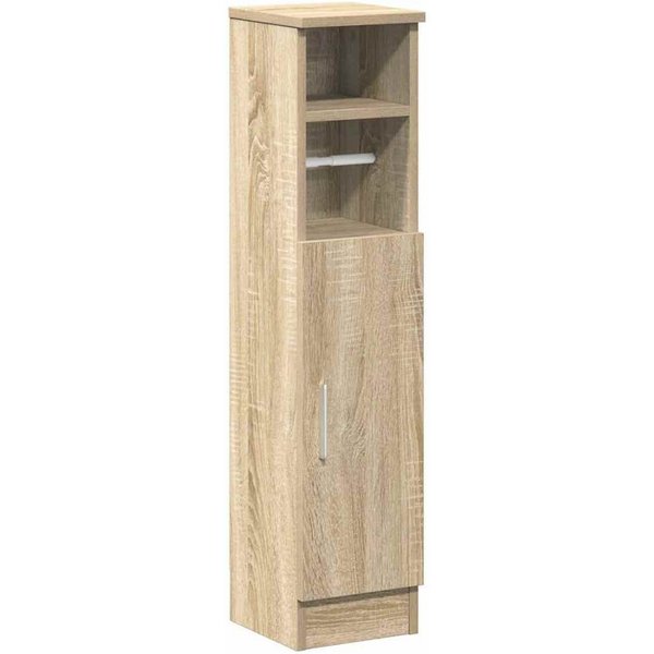 vidaXL Badezimmer-Set Badezimmerschrank mit Rollenhalter Sonoma-Eiche 20,5x22x90 cm, (1-St)