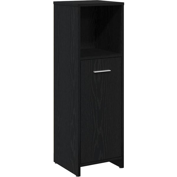 vidaXL Badezimmer-Set Badezimmerschrank Schwarz Eiche 30x30x95 cm Holzwerkstoff, (1-St)