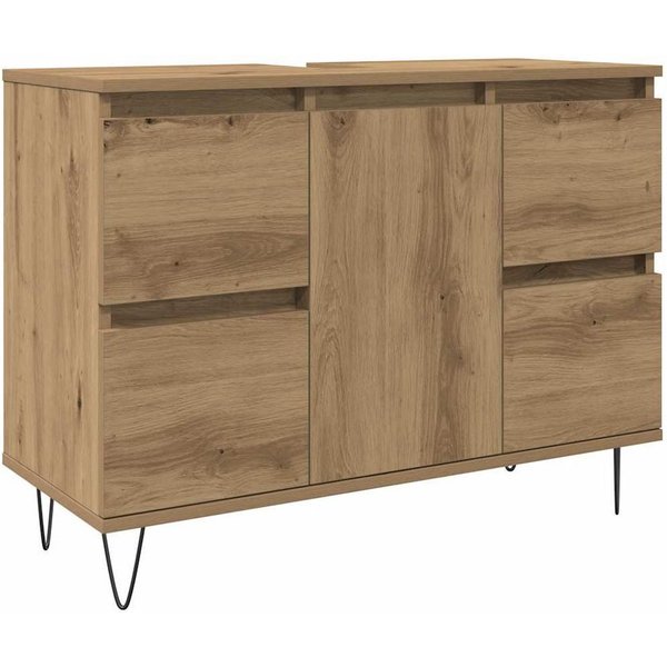 vidaXL Badezimmer-Set Badschrank Artisan-Eiche 80x33x60 cm Holzwerkstoff, (1-St)