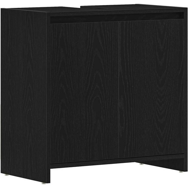 vidaXL Badezimmer-Set Badschrank Schwarz Eichen-Optik 60x33x61 cm Holzwerkstoff, (1-St)
