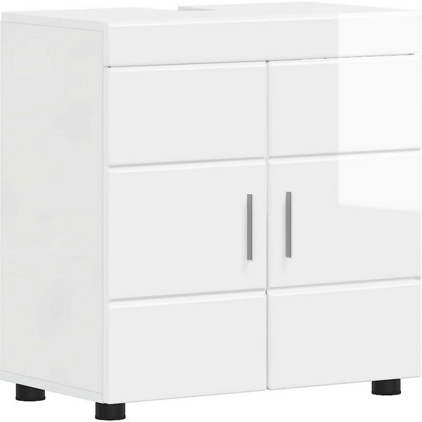 vidaXL Badezimmerspiegelschrank Badezimmerschrank-Set TULUM Hochglanz Weiß 60 x 34 x 63 cm (1-St)