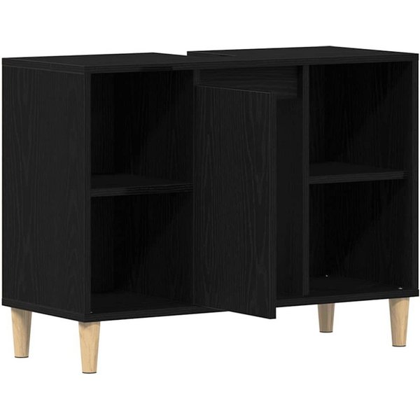 vidaXL Badezimmerspiegelschrank Spülbeckenschrank Eiche Schwarz 80x33x60 cm Holzwerkstoff (1-St)
