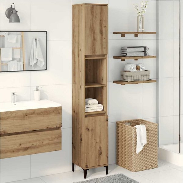 vidaXL Badkommode, Badschrank Artisan-Eiche 30x30x190 cm Holzwerkstoff