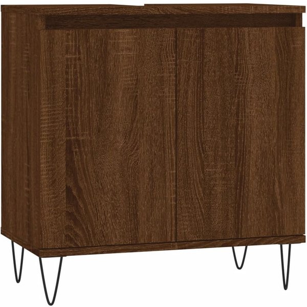 vidaXL Badkommode, Badschrank Braun Eichen-Optik 58x33x60 cm Holzwerkstoff