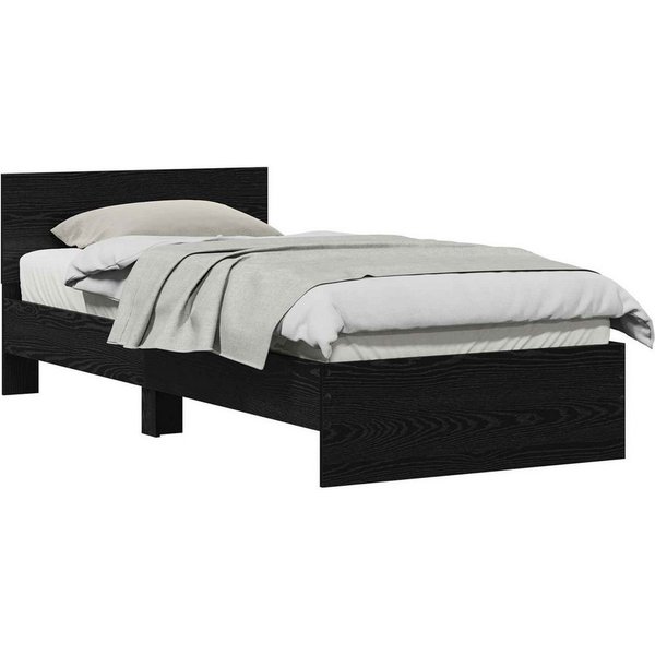 vidaXL Bett Bettgestell mit Kopfteil Schwarz Eichen-Optik 75 x 190 cm (1-tlg)