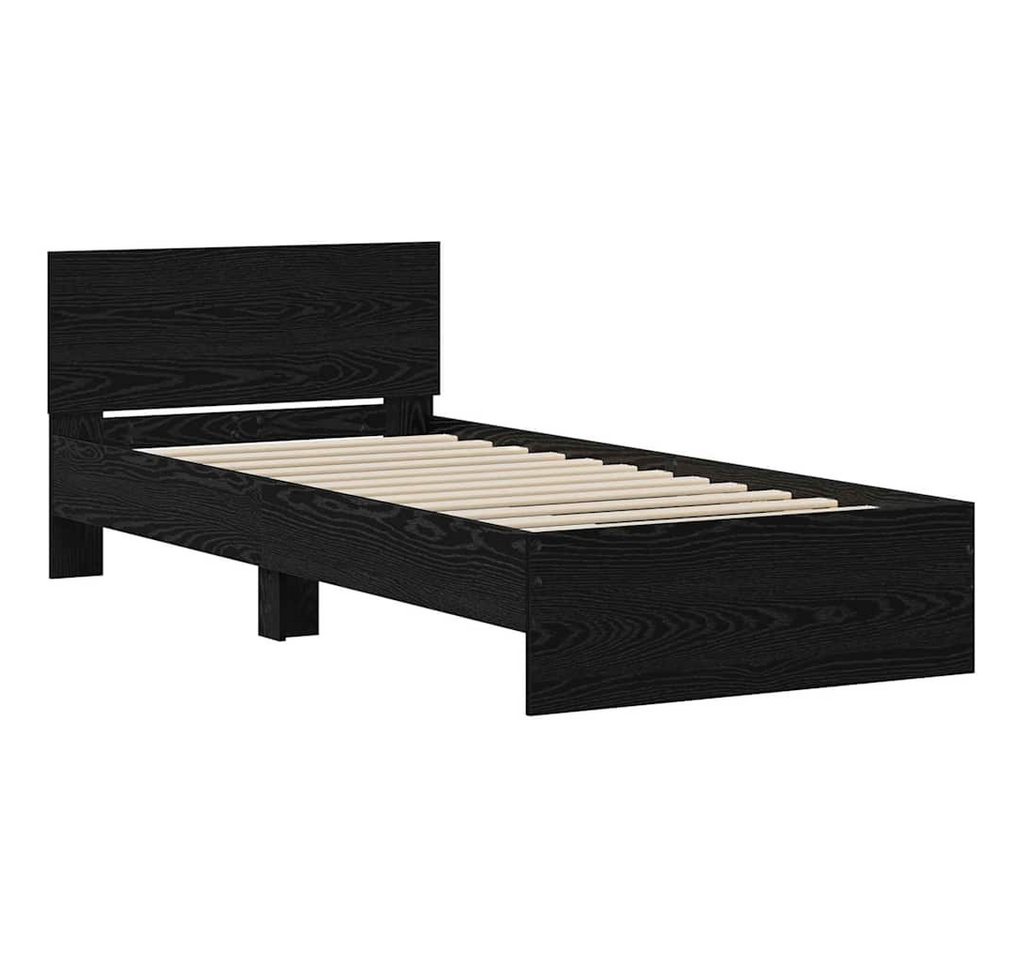 vidaXL Bett Bettgestell mit Kopfteil Schwarz Eichen-Optik 75 x 190 cm (1-tlg) – Bild 4 von 5