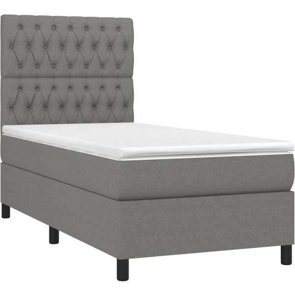 vidaXL Bett Boxspringbett mit Matratze Dunkelgrau 100x200 cm Stoff
