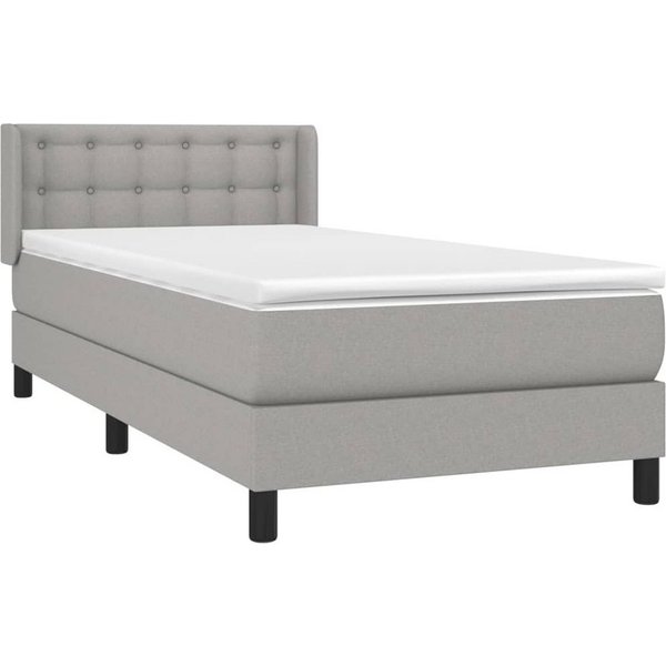 vidaXL Bett Boxspringbett mit Matratze Hellgrau 80x200 cm Stoff