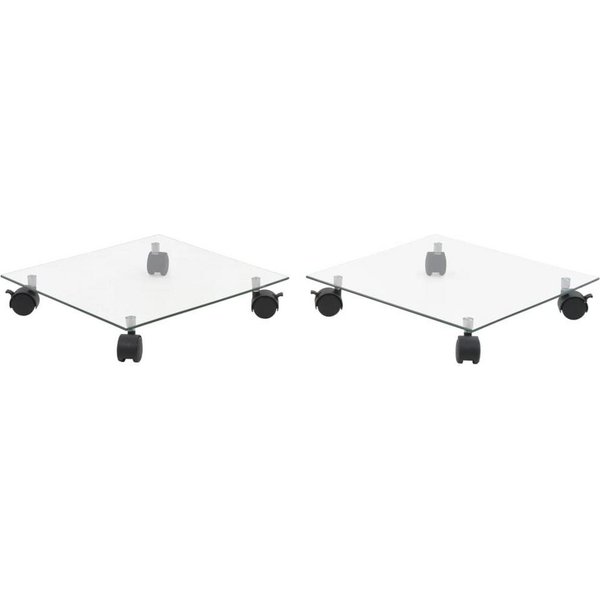vidaXL Blumenständer Pflanzenständer mit Rollen 2 Stück Hartglas 35x35 cm Quadrat (2 St), 2x Pflanzenroller Hartglas 35x35cm Untersetzer Blumenroller Rollbrett