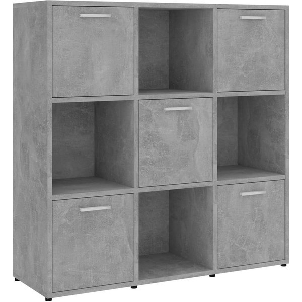 vidaXL Bücherregal, Buchregal Betongrau 90x30x90 cm Holzwerkstoff
