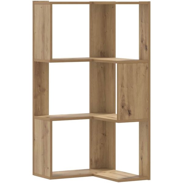 vidaXL Bücherregal Eck-Bücherregal 3 Böden Artisan-Eiche 50x50x102cm Holzwerkstoff, 1-tlg.