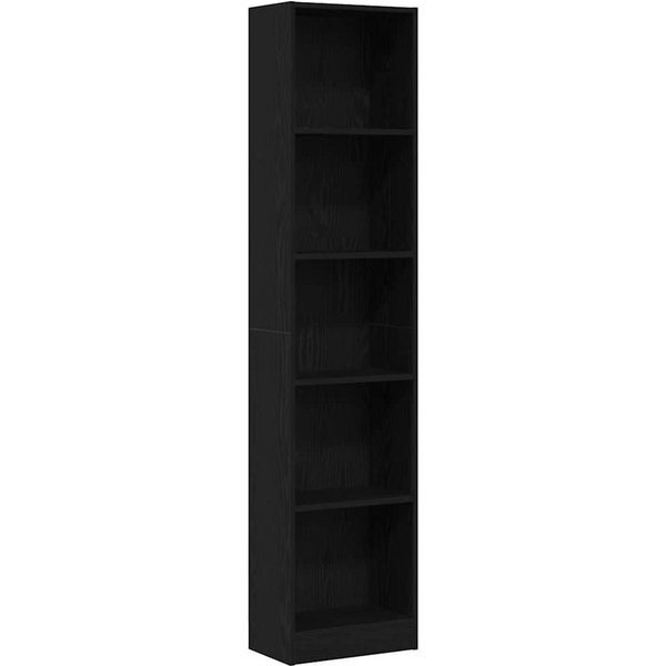 vidaXL Bücherregal Bücherregal Schwarz Eichen-Optik 40x24x176 cm Holzwerkstoff, 1-tlg.