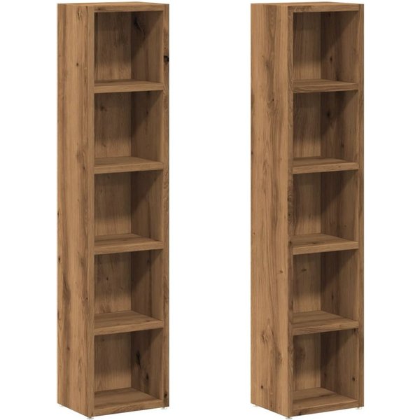 vidaXL CD-Regal CD-Regale 2 Stk. Artisan-Eiche 21x16x93,5 cm Holzwerkstoff, 2-tlg.