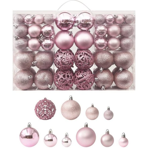 vidaXL Christbaumschmuck 100-tlg. Weihnachtskugel-Set Rosa (100-tlg)