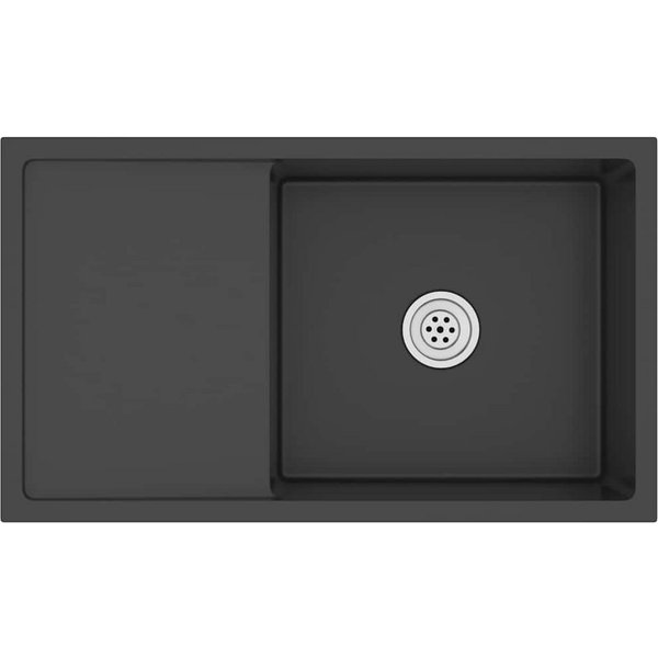 vidaXL Einbauspüle Handgemachte Einbauspüle Schwarz Edelstahl, 44/75 cm