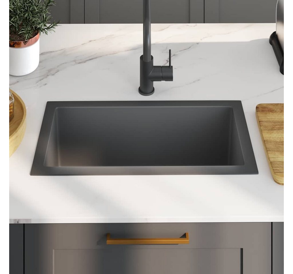 vidaXL Einbauspüle Handgemachte Einbauspüle Schwarz Edelstahl, 30/60 cm – Bild 3 von 5