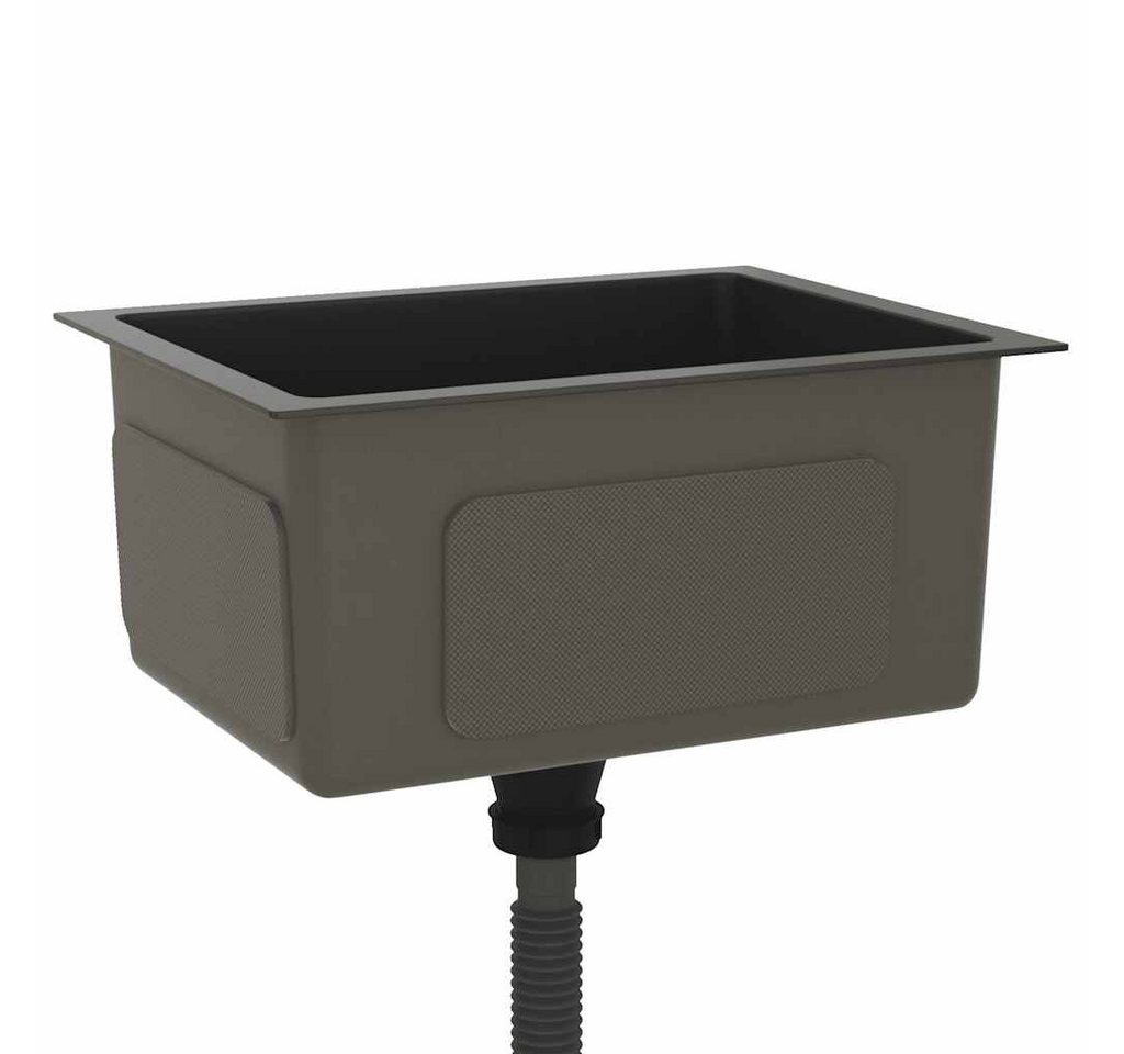 vidaXL Einbauspüle Handgemachte Einbauspüle Schwarz Edelstahl, 34/44 cm – Bild 4 von 5