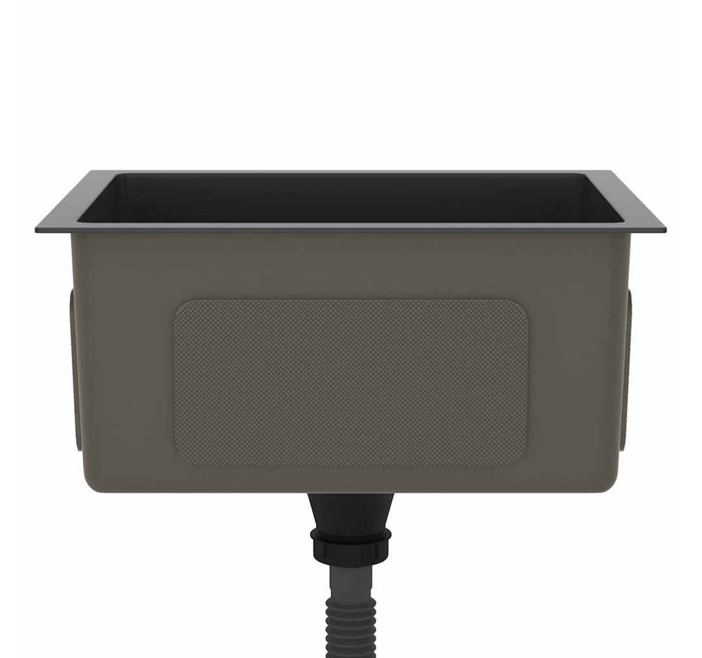 vidaXL Einbauspüle Handgemachte Einbauspüle Schwarz Edelstahl, 34/44 cm – Bild 5 von 5