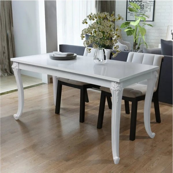vidaXL Esstisch Esstisch 116 x 66 x 76 cm Hochglanz Weiß