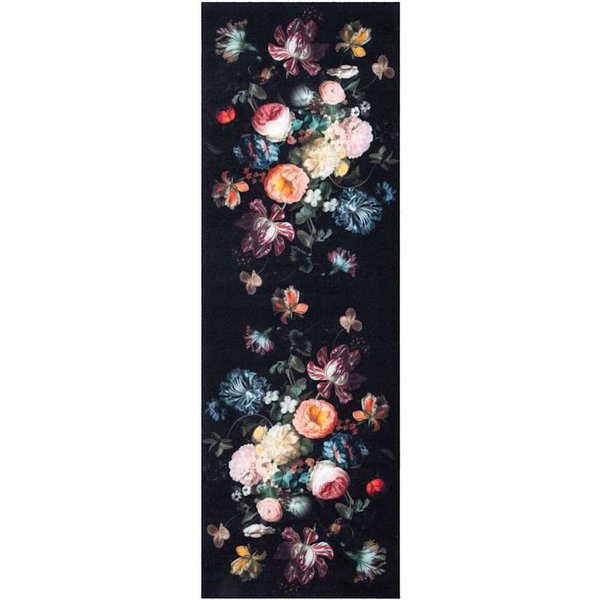 vidaXL Fußmatte Küchen Teppich Schwarz 180 x 60 cm Samt, Rechteckig