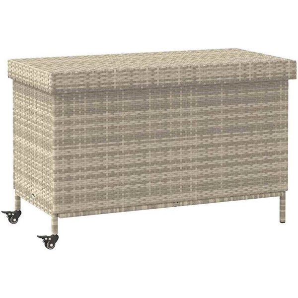 vidaXL Gartenbox Gartentruhe mit Rollen Hellgrau 110x55x73 cm Poly Rattan