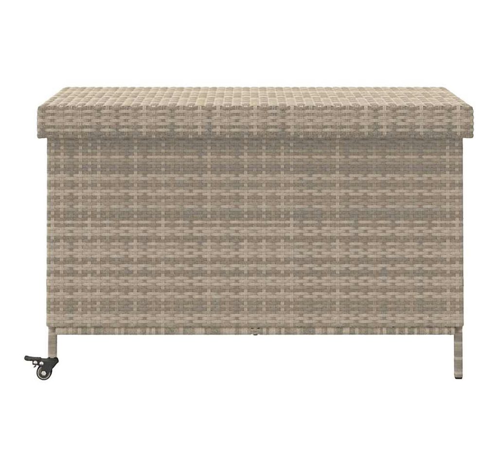 vidaXL Gartenbox Gartentruhe mit Rollen Hellgrau 110x55x73 cm Poly Rattan – Bild 4 von 5