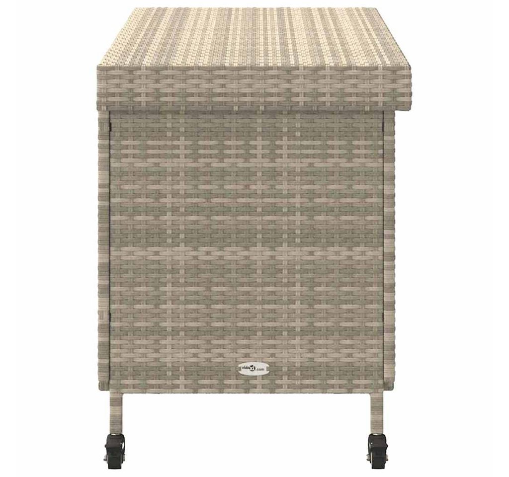 vidaXL Gartenbox Gartentruhe mit Rollen Hellgrau 110x55x73 cm Poly Rattan – Bild 5 von 5
