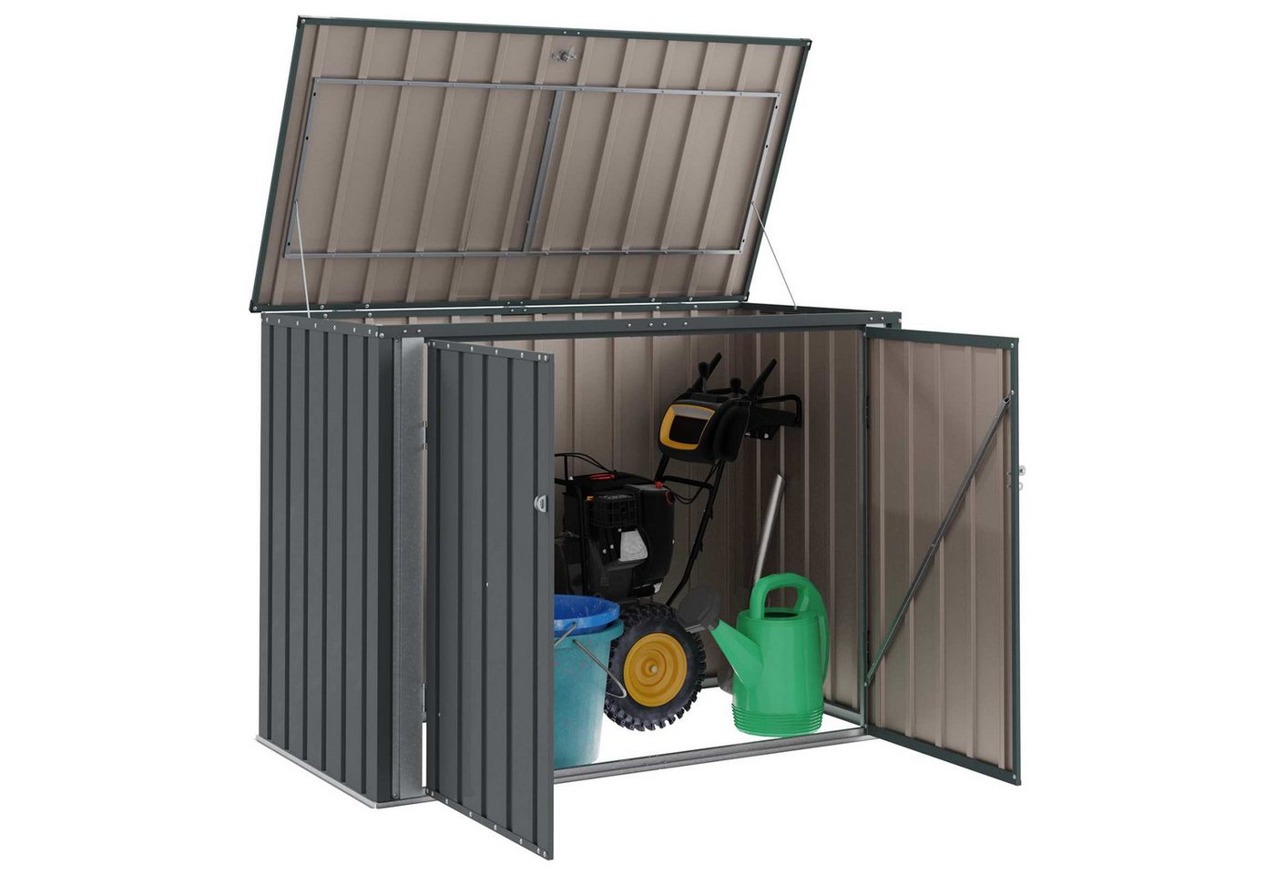 vidaXL Gartenhaus Gartenlagerbox Schwarz 151,5 x 82 x 110,5 cm Stahl – Bild 3 von 5