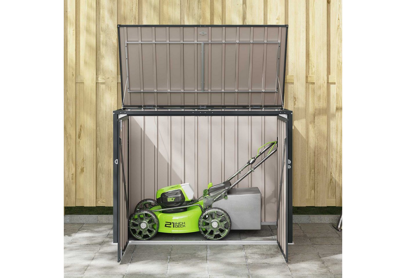 vidaXL Gartenhaus Gartenlagerbox Schwarz 151,5 x 82 x 110,5 cm Stahl – Bild 5 von 5