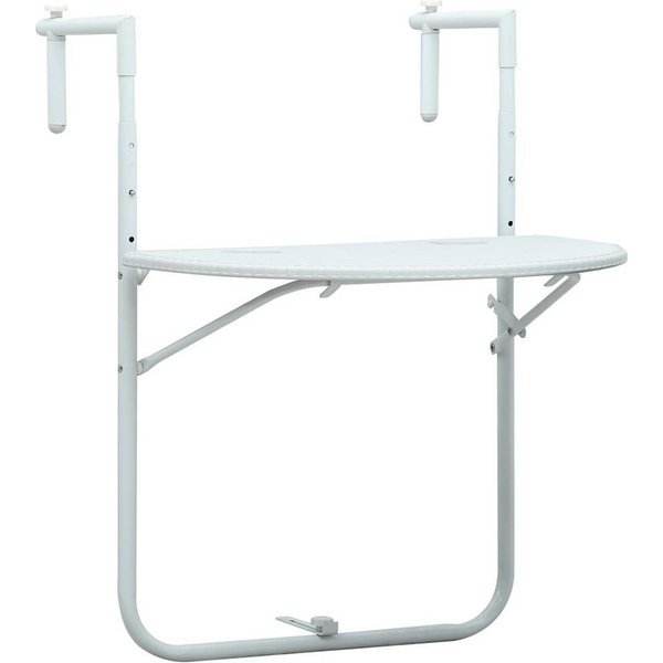vidaXL Gartentisch Balkon-Hängetisch Weiß 60x64x83,5 cm Kunststoff Rattan-Optik (1-St)