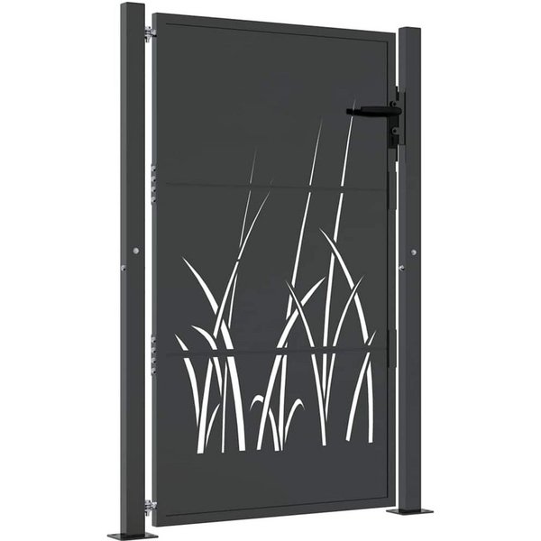 vidaXL Gartentor Gartentor Anthrazit 100x125 cm Stahl Gras-Design