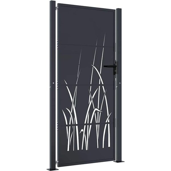 vidaXL Gartentor Gartentor Anthrazit 100x175 cm Stahl Gras-Design