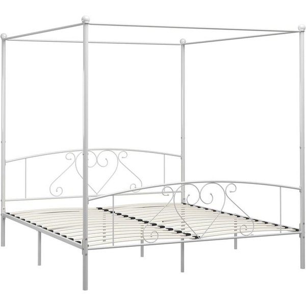 vidaXL Himmelbett, Baldachin Bett-Gestell Weiß Metall 180 x 200 cm