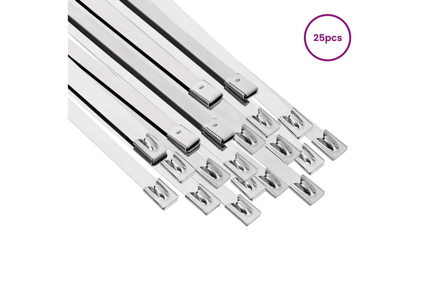 vidaXL Kabelbinder Kabelbinder 25 stk. 7,9 x 300 mm Silber (25-St) – Bild 3 von 5