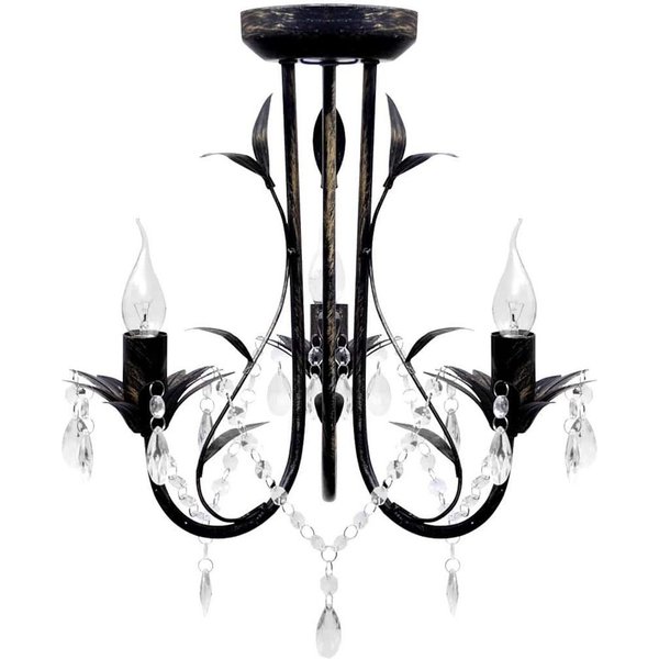 vidaXL Kronleuchter Decknlampe Art Novau mit Kristallperlen 3 x E14, Kronleuchter mit Kristall 3-flammig Lüster Deckenleuchte Deckenlampe