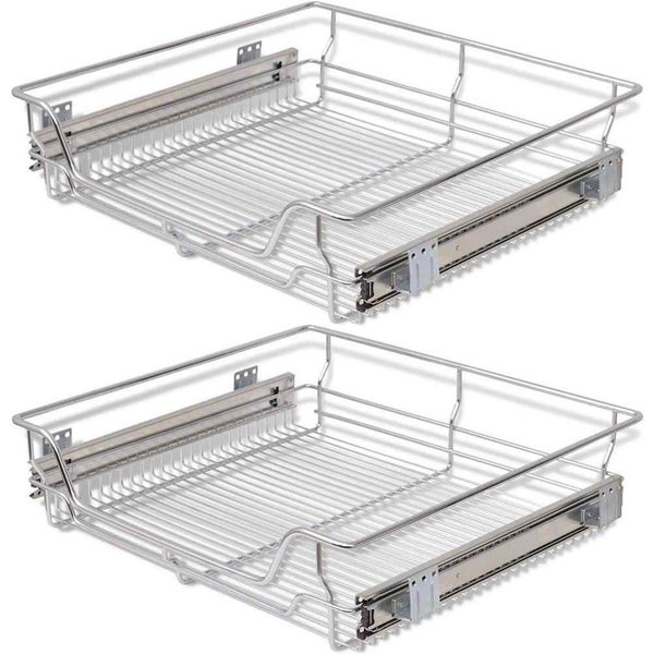vidaXL Küchenregal Einbauschublade Korbauszug 2 Stk. Silbern 600 mm, 2-tlg., 2x Einbauschublade 60cm Teleskopschublade Korbauszug Küchenschrank