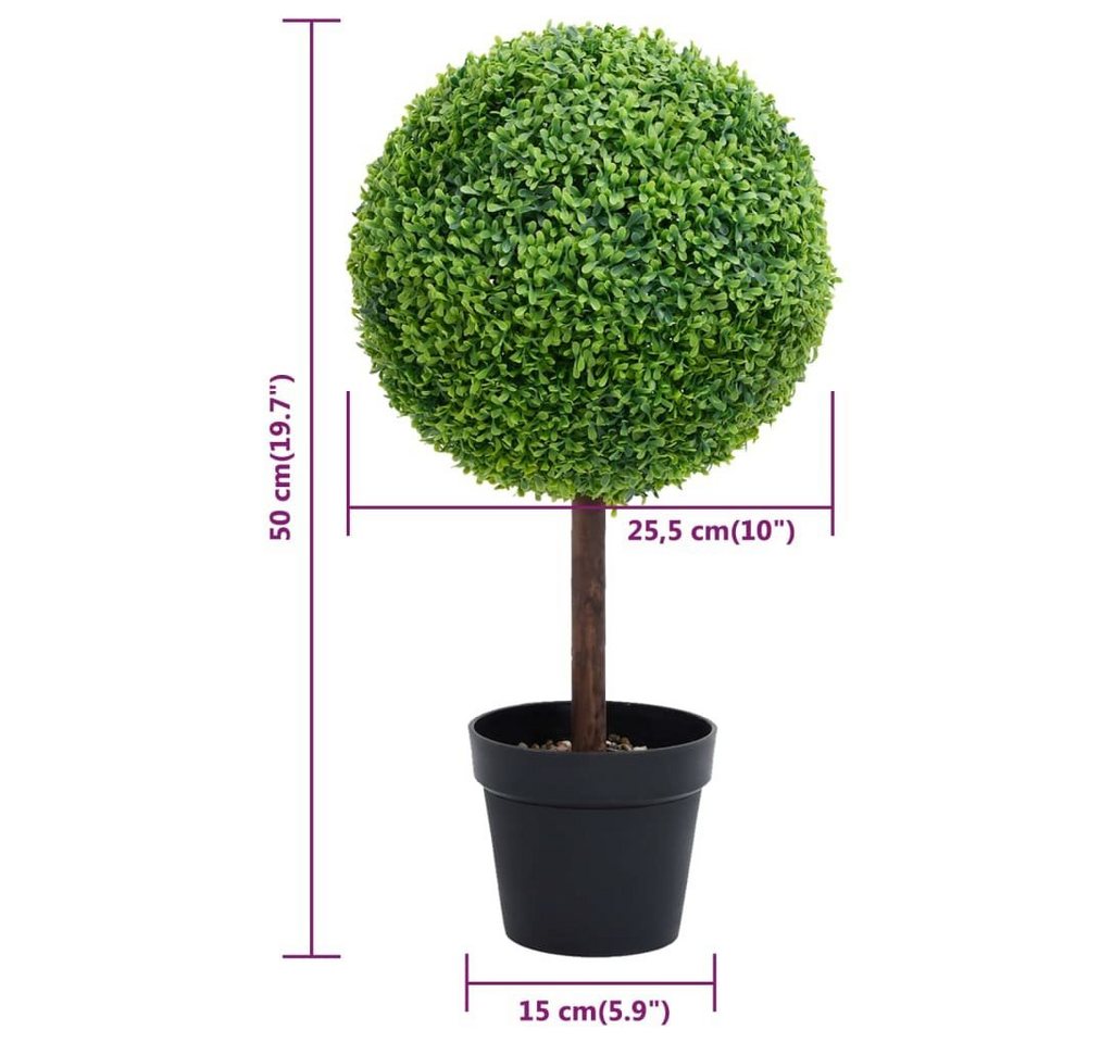 Kunstbaum Künstlicher Buchsbaum mit Topf Kugelform Grün 50 cm, vidaXL, Höhe 50 cm – Bild 5 von 5