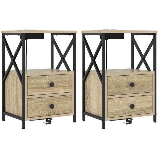 vidaXL Nachttisch Nachttisch 2 stk. Sonoma-Eiche 40 x 31 x 60 cm Holzwerkstoff (2-St)