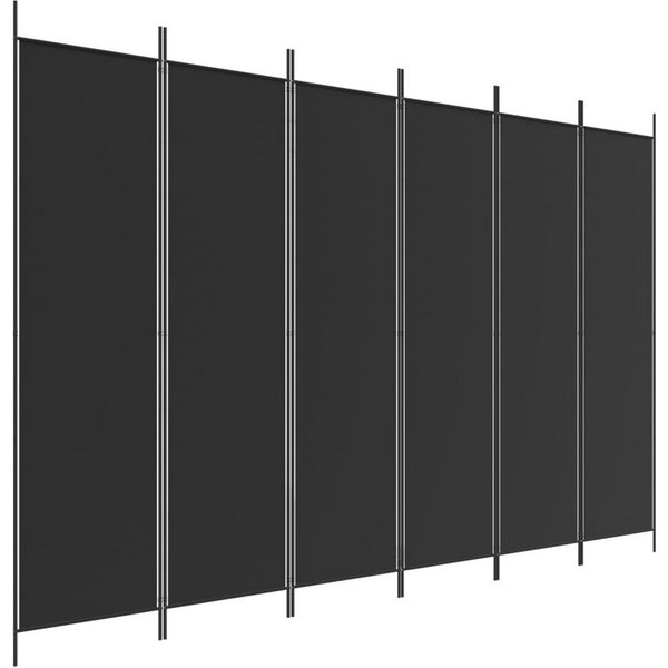 vidaXL Paravent, 6-tlg. Raumteiler Schwarz 300x200 cm Stoff