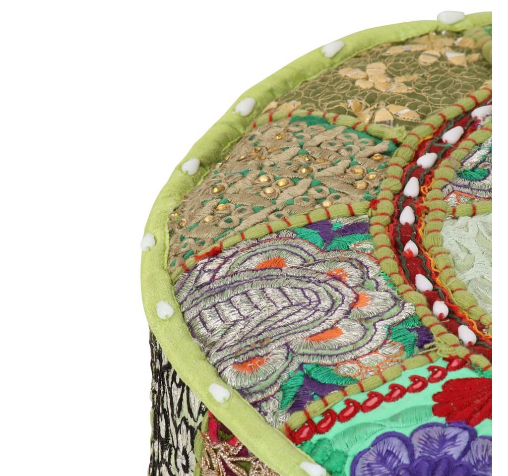 vidaXL Polsterhocker Patchwork Sitzpouf Rund Baumwolle Handgefertigt 40x20 cm Grün (1 St) – Bild 3 von 5