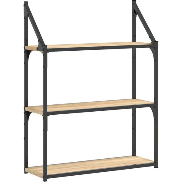vidaXL Regal Wandregal 3 Fächer Sonoma-Eiche 60x21x78,5 cm Holzwerkstoff, 1-tlg.
