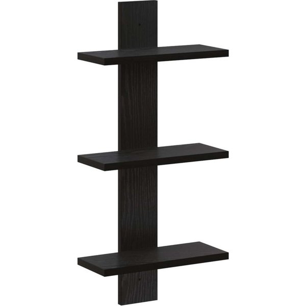 vidaXL Regal Wandregal Schwarz Eichen-Optik 30 x 13,5 x 64,5 cm, 1-tlg.