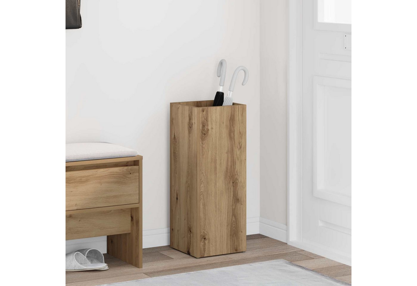 vidaXL Schirmständer Sonnenschirmhalter mit Speicher Artisan-Eiche 25 x 24,5 x 64 cm (1 St) – Bild 2 von 5
