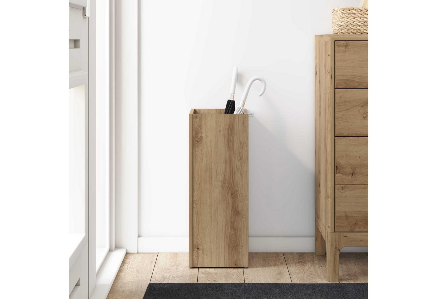 vidaXL Schirmständer Sonnenschirmhalter mit Speicher Artisan-Eiche 25 x 24,5 x 64 cm (1 St) – Bild 4 von 5