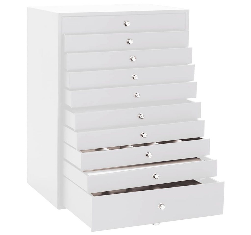 vidaXL Schmuckständer Schmuckkästchen 10-lagig mit Uhrenhaltern Weiß 29x20,5x40,5 cm – Bild 4 von 5